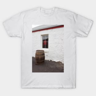 Wine barrel in front of window. T-Shirt